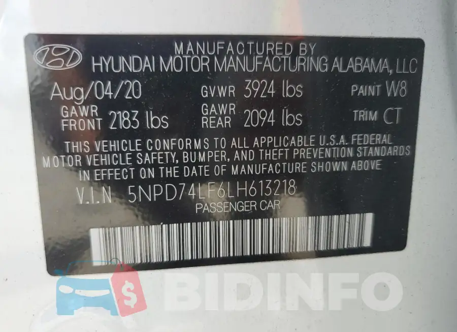 5NPD74LF6LH613218 Photo# 12