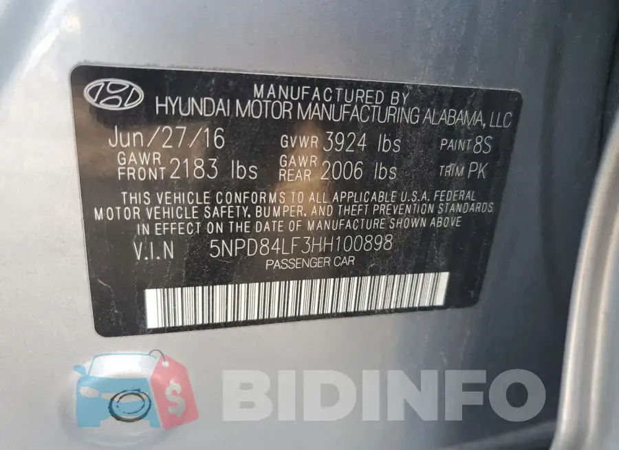 5NPD84LF3HH100898 Photo# 12