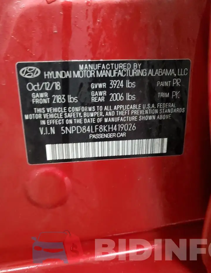 5NPD84LF8KH419026 Photo# 13