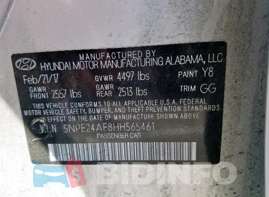 5NPE24AF8HH565461 Photo# 10