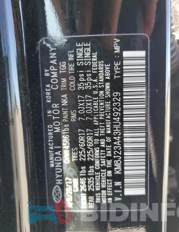 KM8J23A43HU492329 Photo# 12