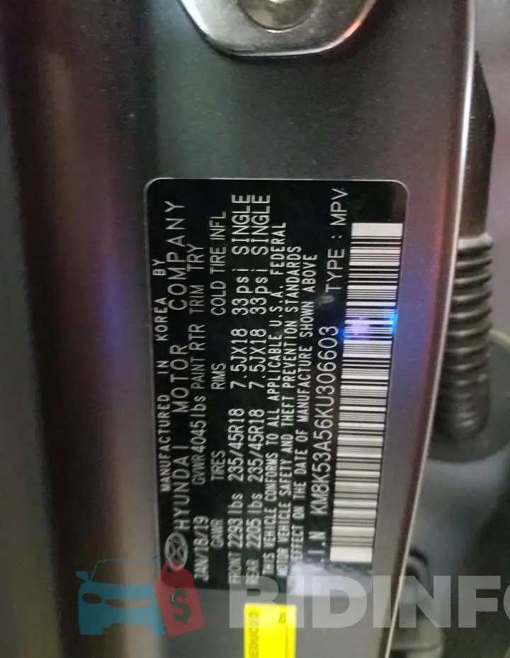 KM8K53A56KU306603 Photo# 13