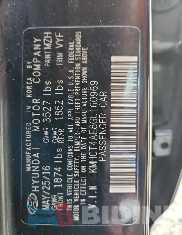 KMHCT4AE8GU160969 Photo# 12
