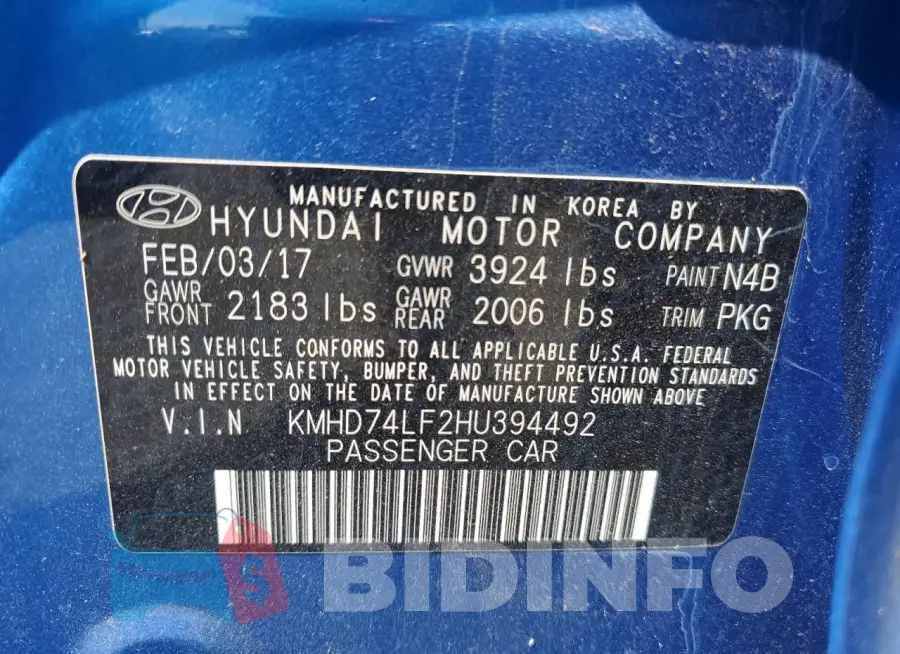 KMHD74LF2HU394492 Photo# 13