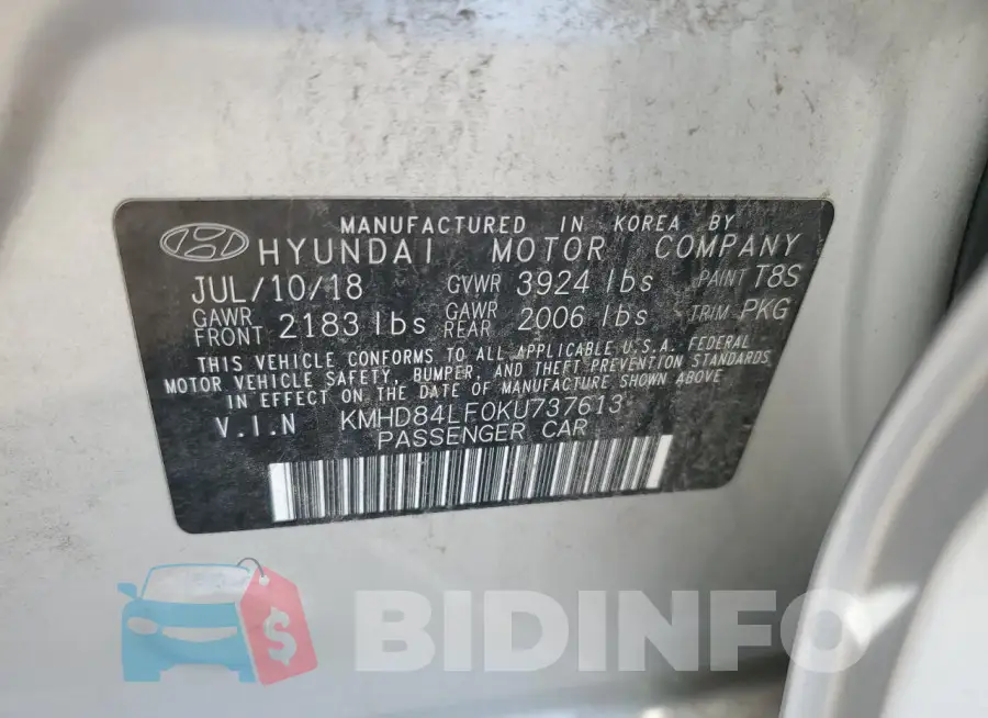 KMHD84LF0KU737613 Photo# 12