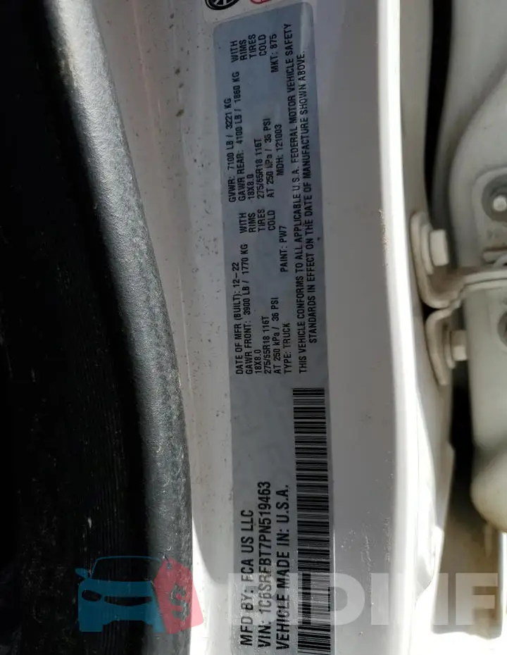 1C6SRFBT7PN519463 Photo# 12