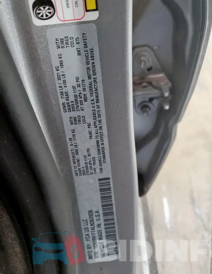 1C6SRFFT4LN363936 Photo# 12