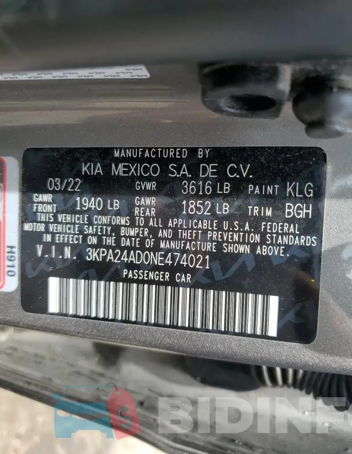 3KPA24AD0NE474021 Photo# 13
