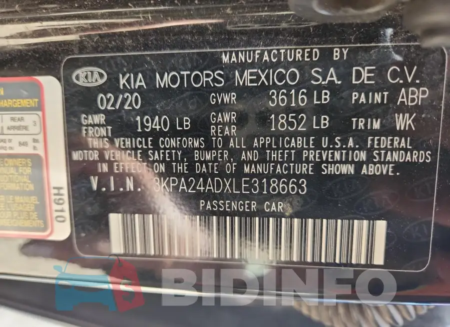 3KPA24ADXLE318663 Photo# 12