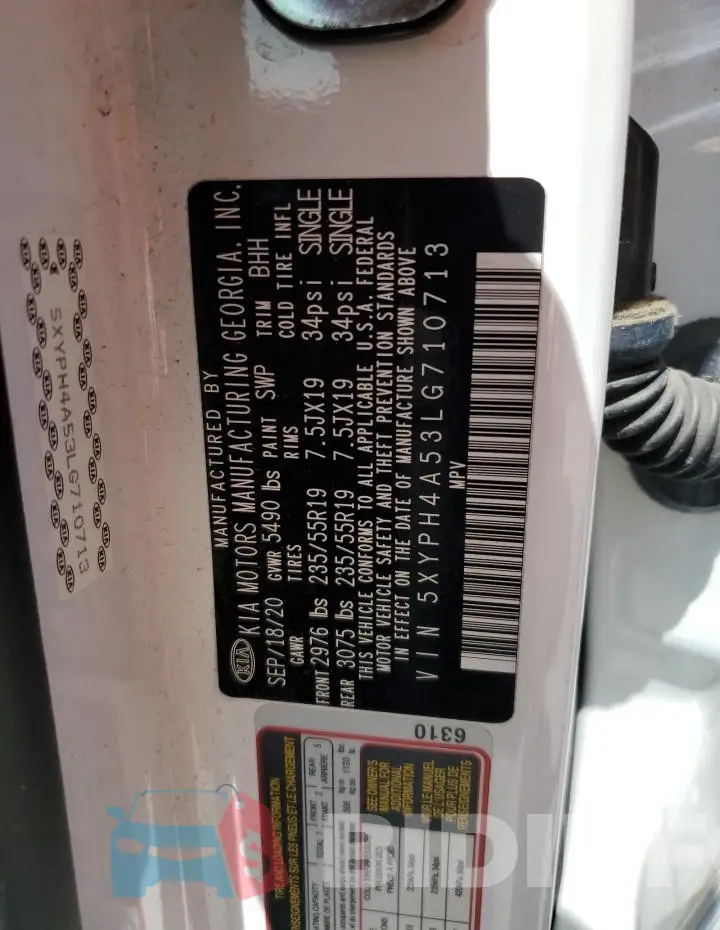 5XYPH4A53LG710713 Photo# 12
