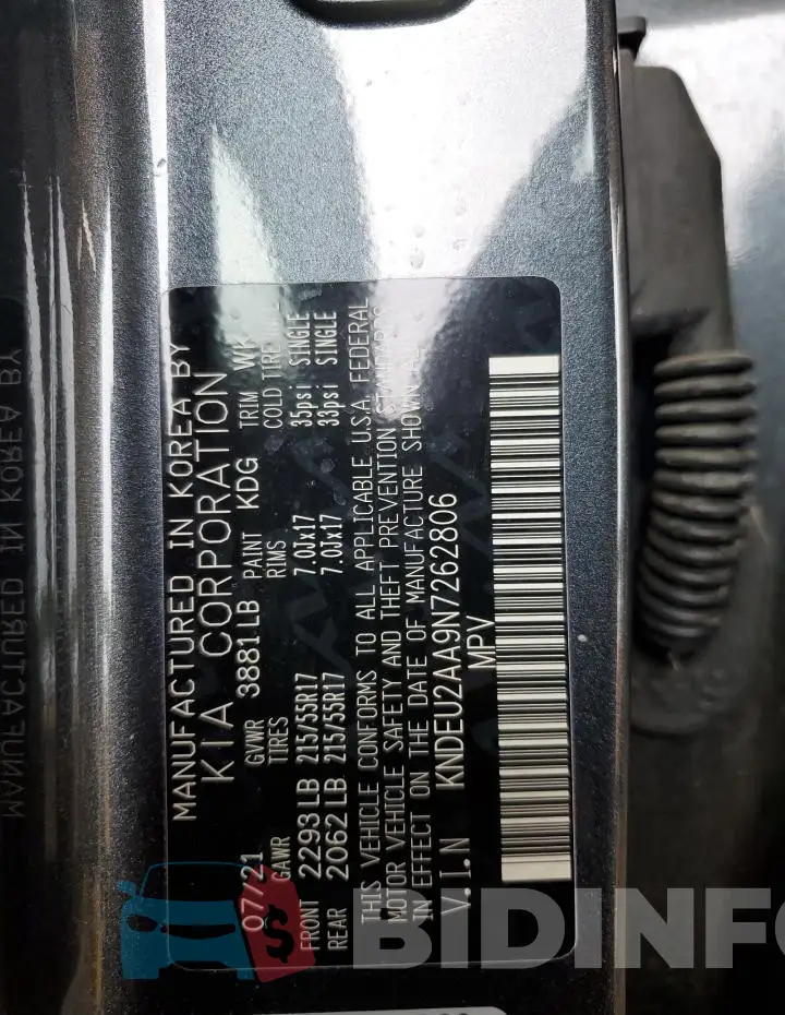 KNDEU2AA9N7262806 Photo# 13