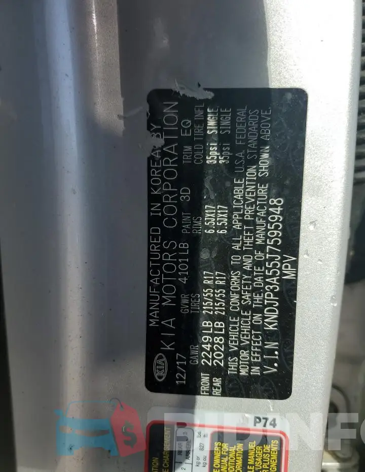 KNDJP3A55J7595948 Photo# 12
