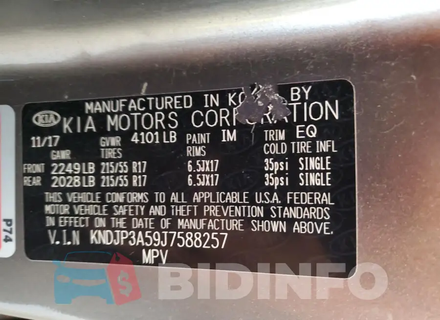 KNDJP3A59J7588257 Photo# 13