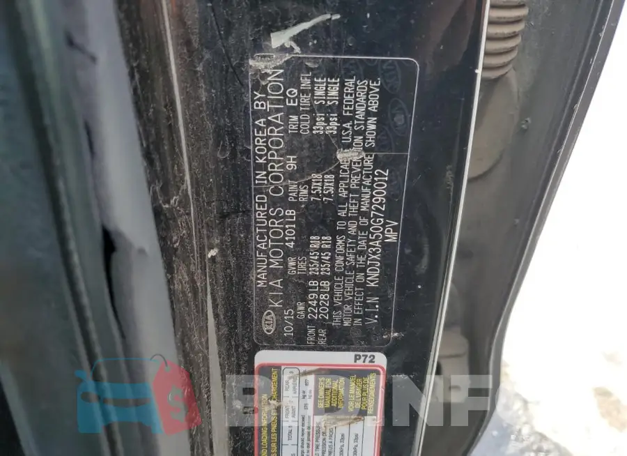 KNDJX3A50G7290012 Photo# 13