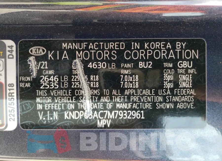KNDP63AC7M7932961 Photo# 13
