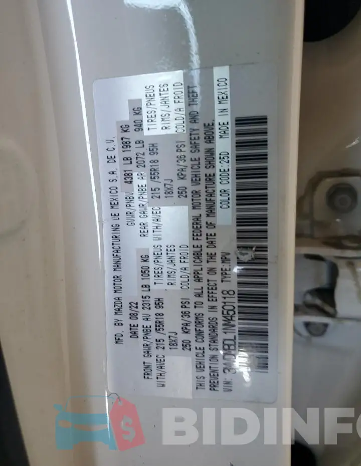 3MVDMBDL1NM450118 Photo# 13