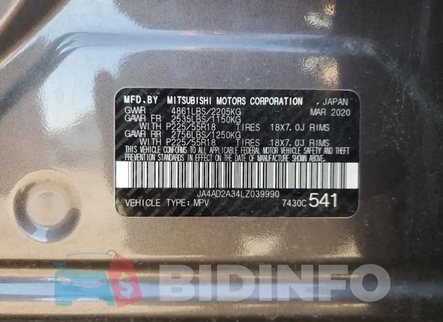 JA4AD2A34LZ039990 Photo# 14