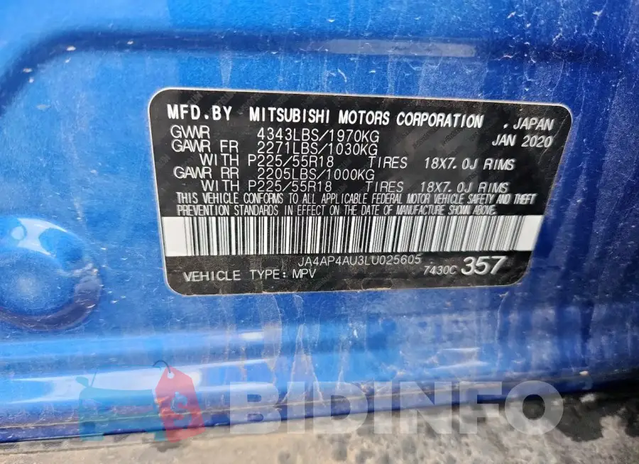 JA4AP4AU3LU025605 Photo# 12