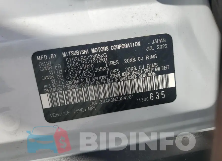 JA4J3VA83NZ084261 Photo# 13