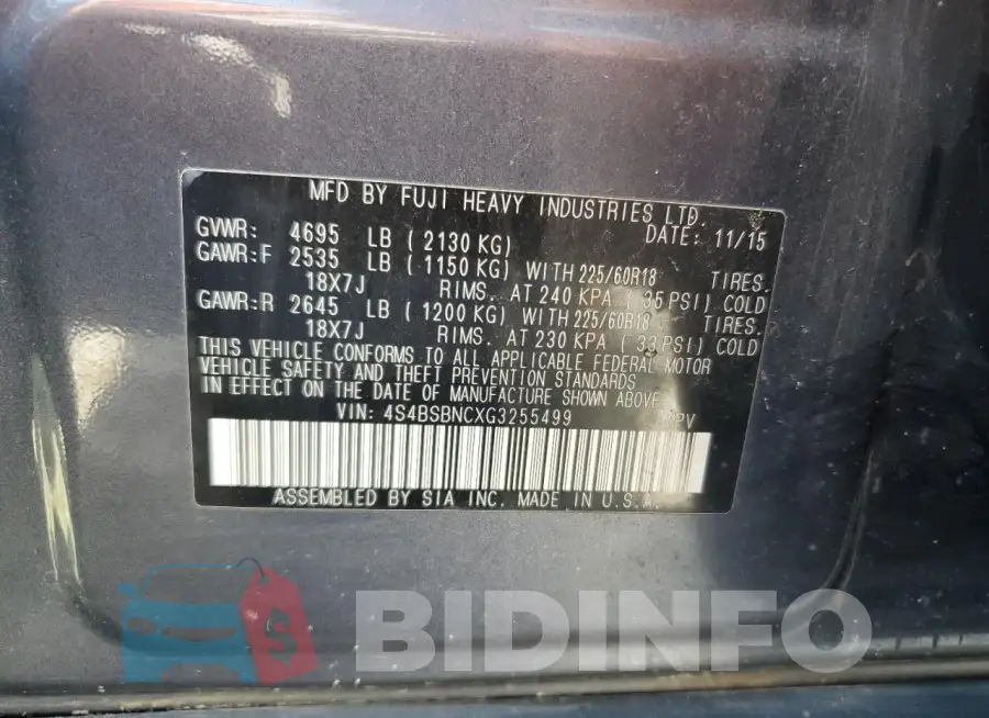 4S4BSBNCXG3255499 Photo# 13