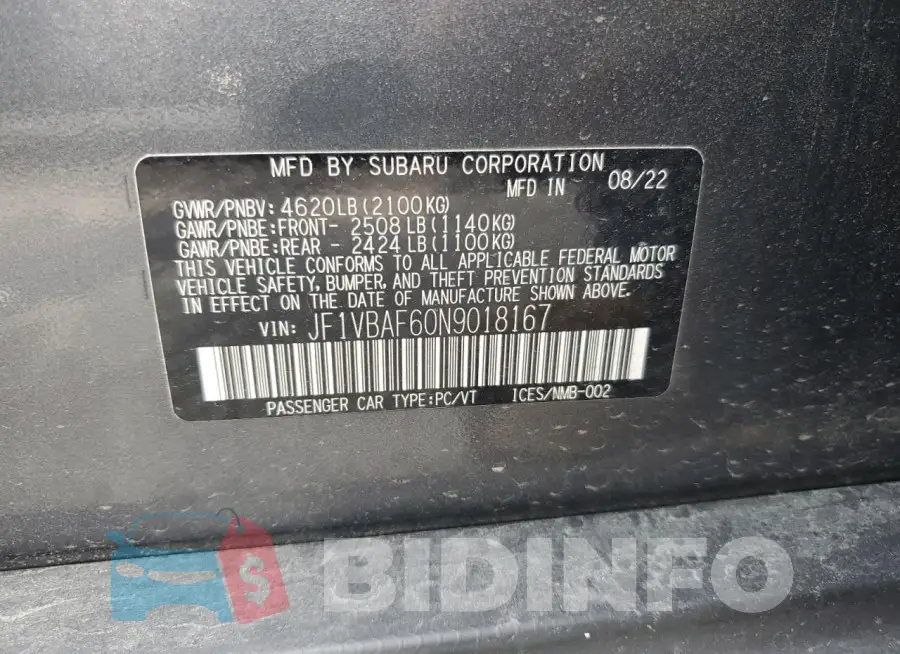 JF1VBAF60N9018167 Photo# 12