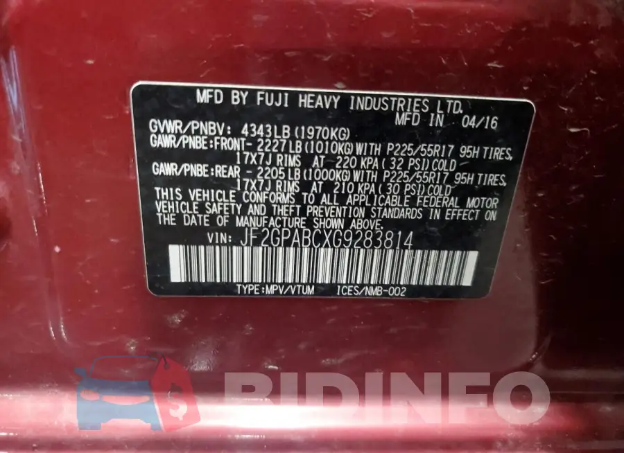 JF2GPABCXG9283814 Photo# 13