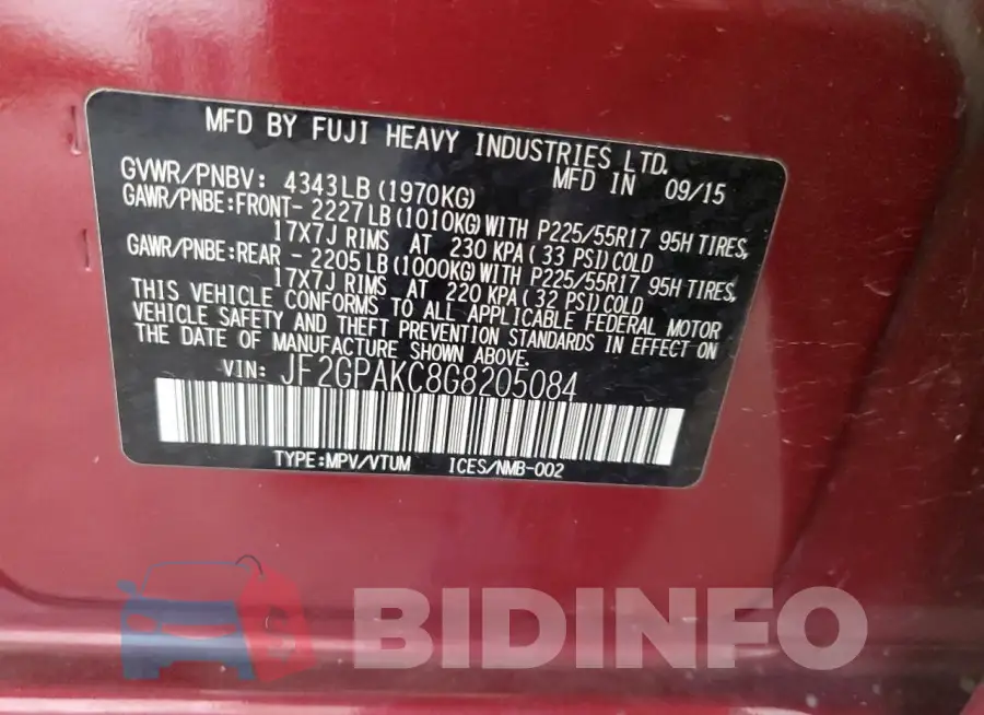 JF2GPAKC8G8205084 Photo# 14