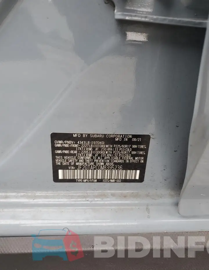 JF2GTAPC0M8395236 Photo# 12