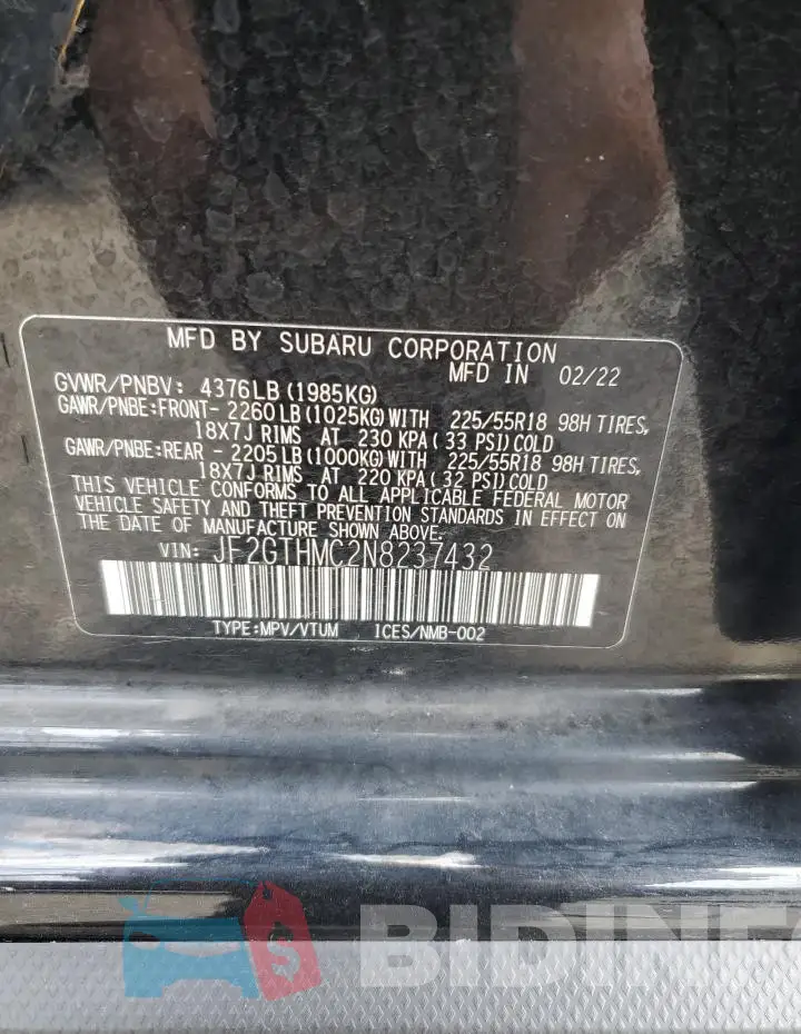 JF2GTHMC2N8237432 Photo# 13