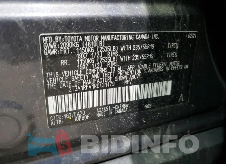 2T3A1RFV1RC431479 Photo# 14