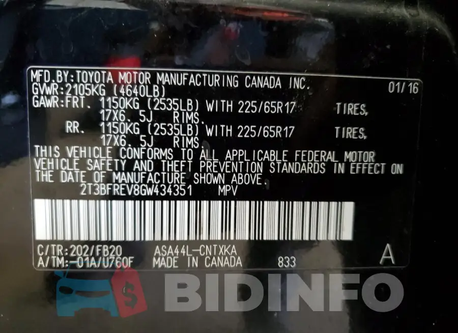 2T3BFREV8GW434351 Photo# 14