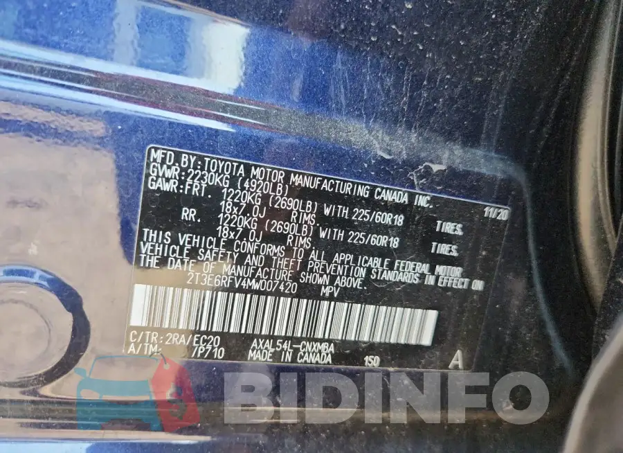 2T3E6RFV4MW007420 Photo# 13