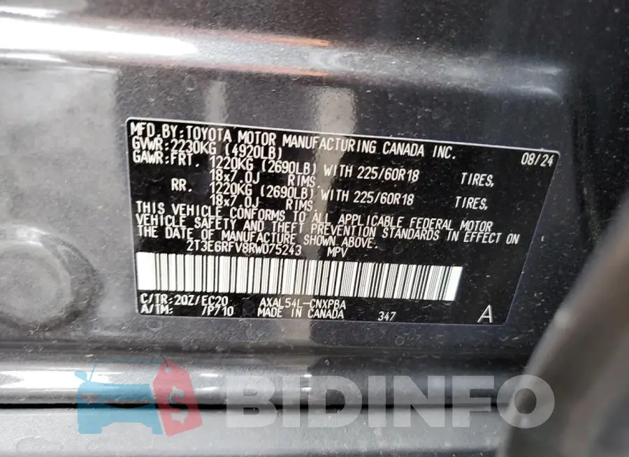 2T3E6RFV8RW075243 Photo# 14