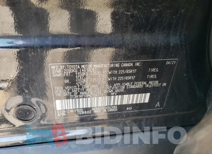 2T3H1RFV9MC134774 Photo# 13