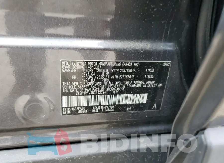 2T3P1RFV4NC313284 Photo# 13
