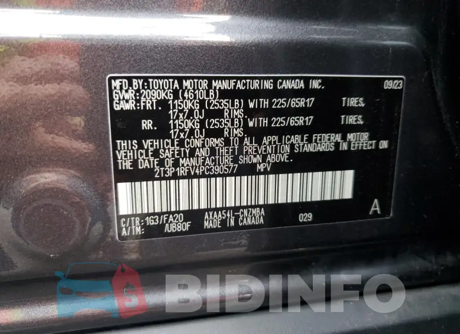 2T3P1RFV4PC390577 Photo# 13