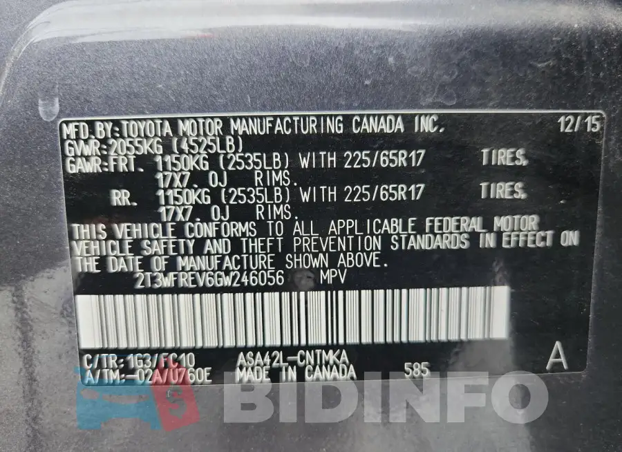 2T3WFREV6GW246056 Photo# 13