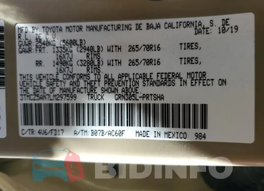 3TMCZ5AN7LM297599 Photo# 12