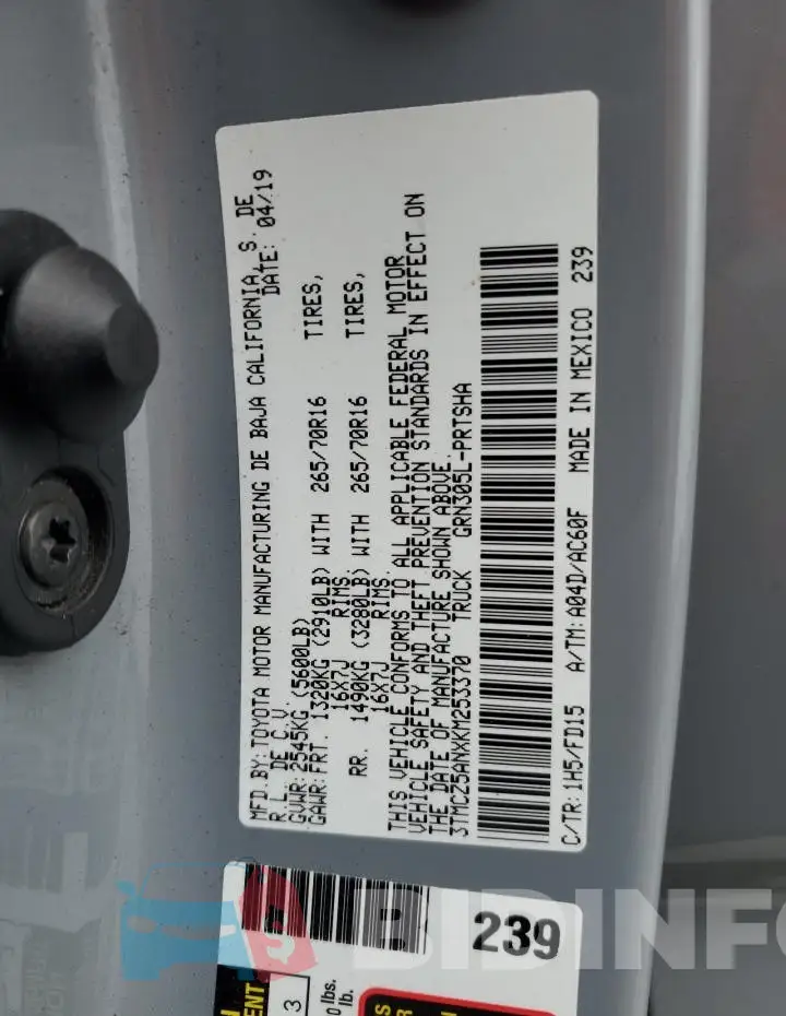 3TMCZ5ANXKM253370 Photo# 12