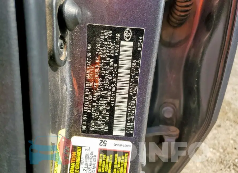 4T1B11HK5JU075400 Photo# 12