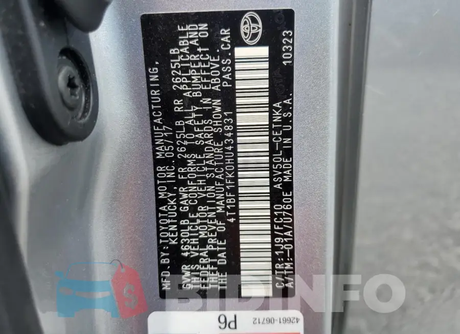 4T1BF1FK0HU434831 Photo# 13
