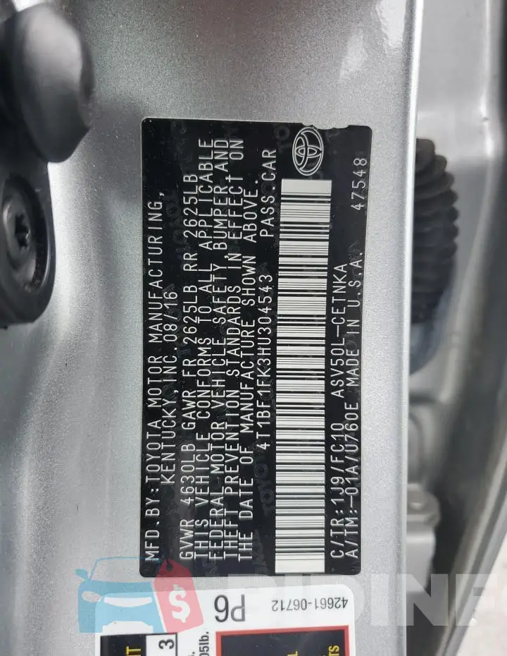 4T1BF1FK3HU304543 Photo# 12