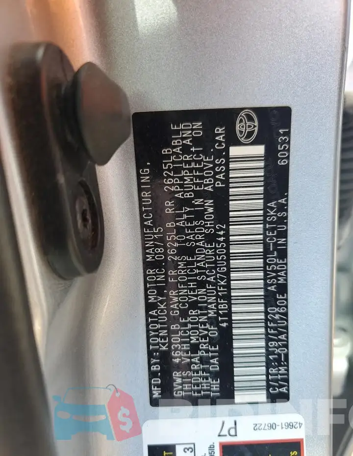 4T1BF1FK7GU505442 Photo# 12