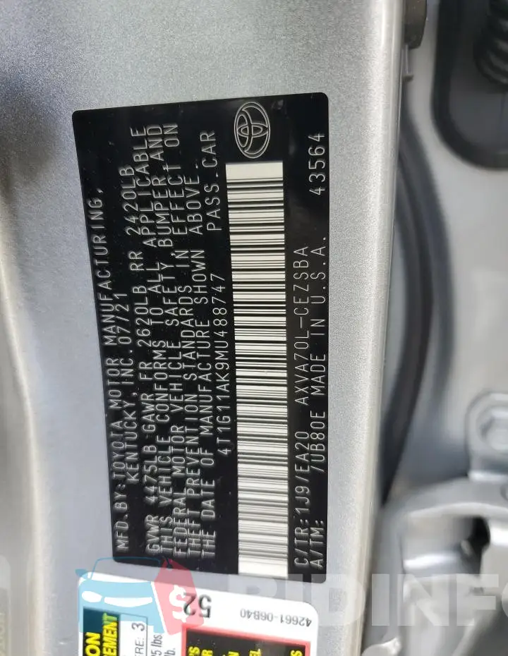 4T1G11AK9MU488747 Photo# 12