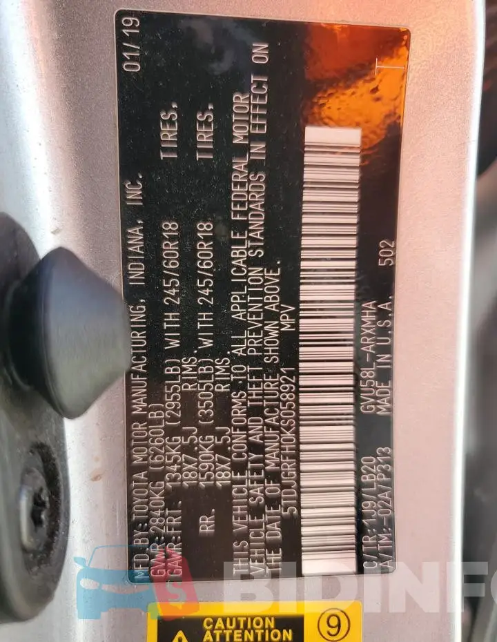 5TDJGRFH0KS058921 Photo# 12