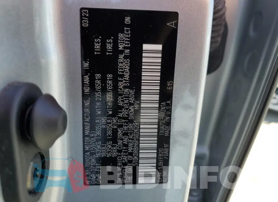 5TDKDRBH6PS026291 Photo# 14
