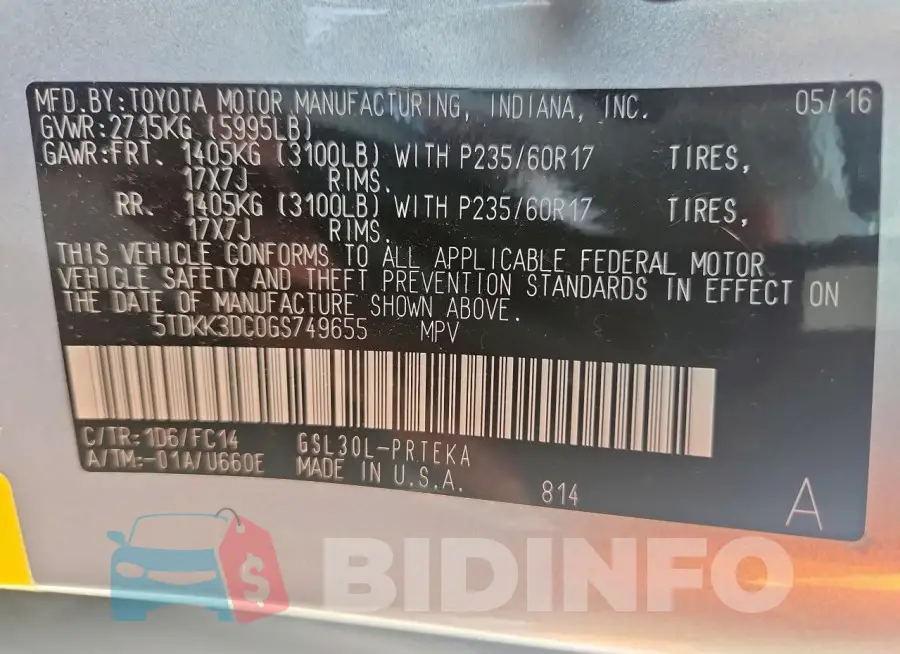 5TDKK3DC0GS749655 Photo# 13