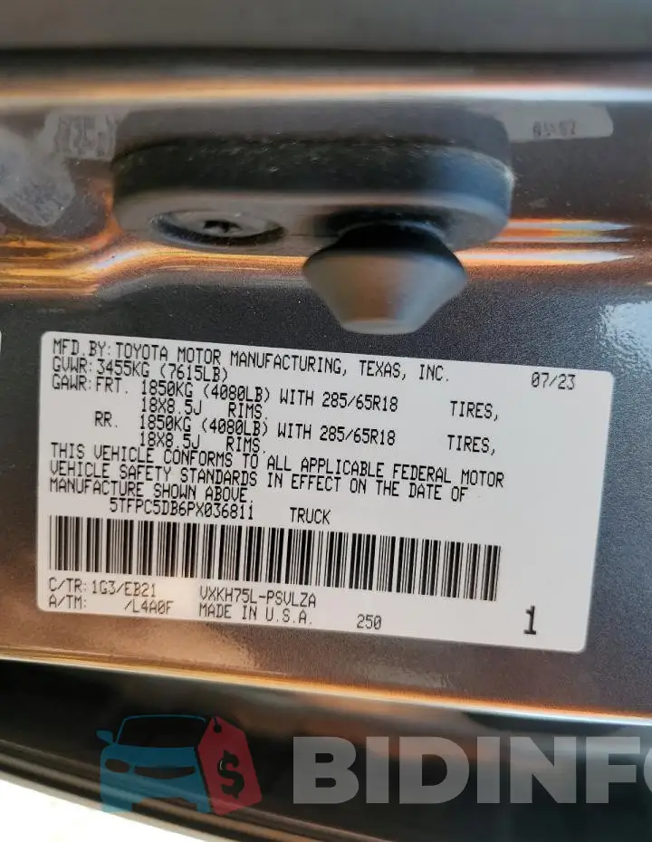5TFPC5DB6PX036811 Photo# 13