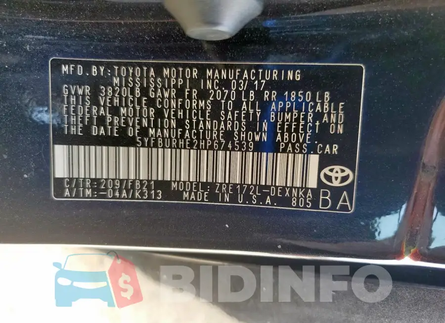 5YFBURHE2HP674539 Photo# 13
