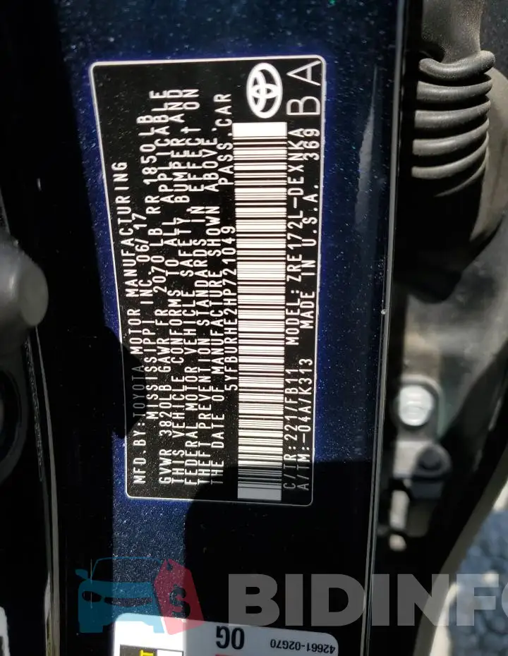 5YFBURHE2HP721049 Photo# 13